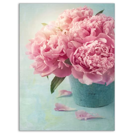 Designart - Pink Peony Flowers in Vase - Large Floral Wall Art Canvas